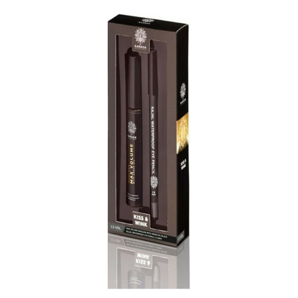 Garden Kiss & Wink Set Eyes 13-Long Lash Mascara with Beeswax-Black & Kajal Waterproof Eye Pencil-13 Gray 2τμχ