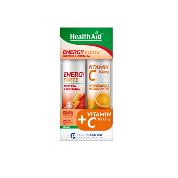 Health Aid Set Energy Forte 20tabs + Vitamin C 1000mg με Γεύση Πορτοκάλι 20tabs