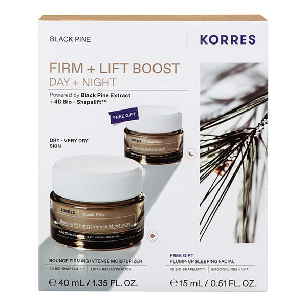 Korres Black Pine Firm + Lift Boost Day + Night Σετ Περιποίησης για Σύσφιγξη & Lifting για Ξηρές - Πολύ Ξηρές 2τμχ