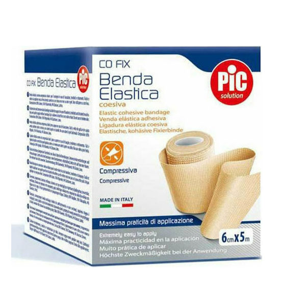 PiC Solution Co Fix Ελαστικός Αυτοσυγκρατούμενος Επίδεσμος 6cm x 5m Μπεζ